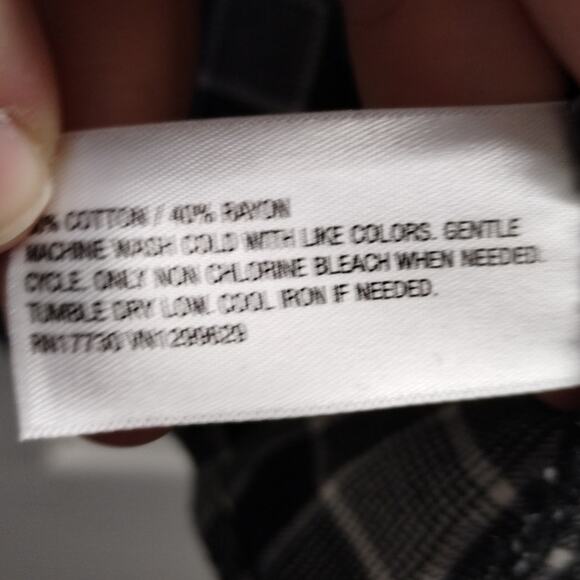 Knox Rose Size Large Black White Check On or Off Shoulder 3/4 Sleeve Peasant Top - Picture 5 of 6